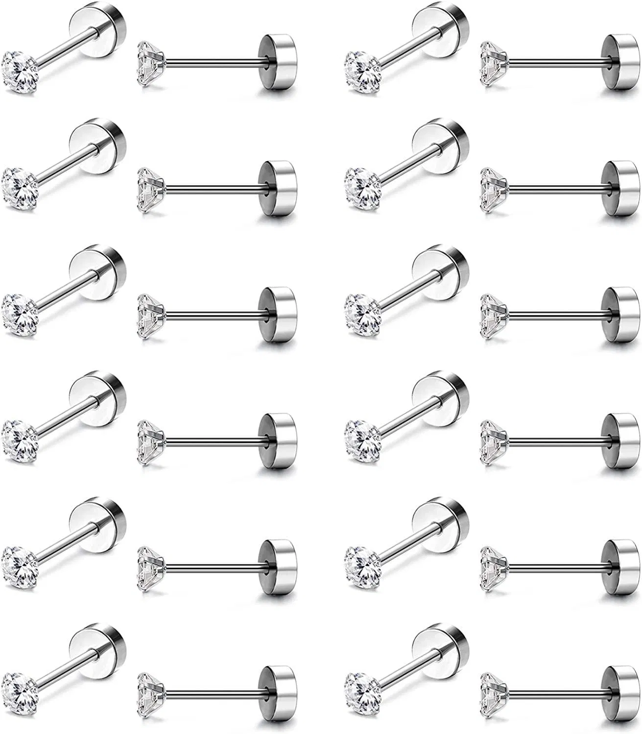 18G Knorpel Ohrringe Stud für Frauen Männer 316L chirurgische flache Rücken Ohrringe Set für Knorpel Tragus Helix Piercing