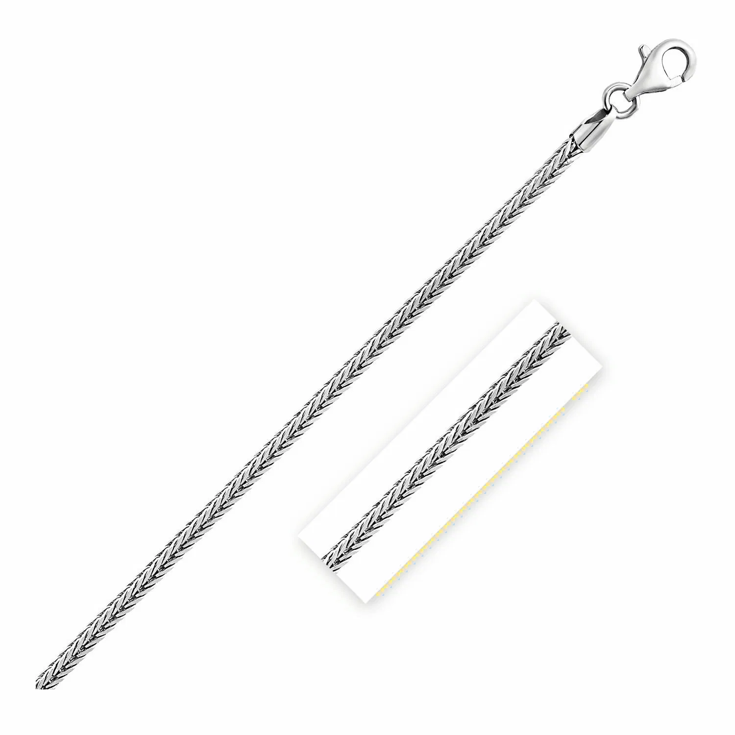 Sterling Silber Rhodium Plated Foxtail 2.0mm