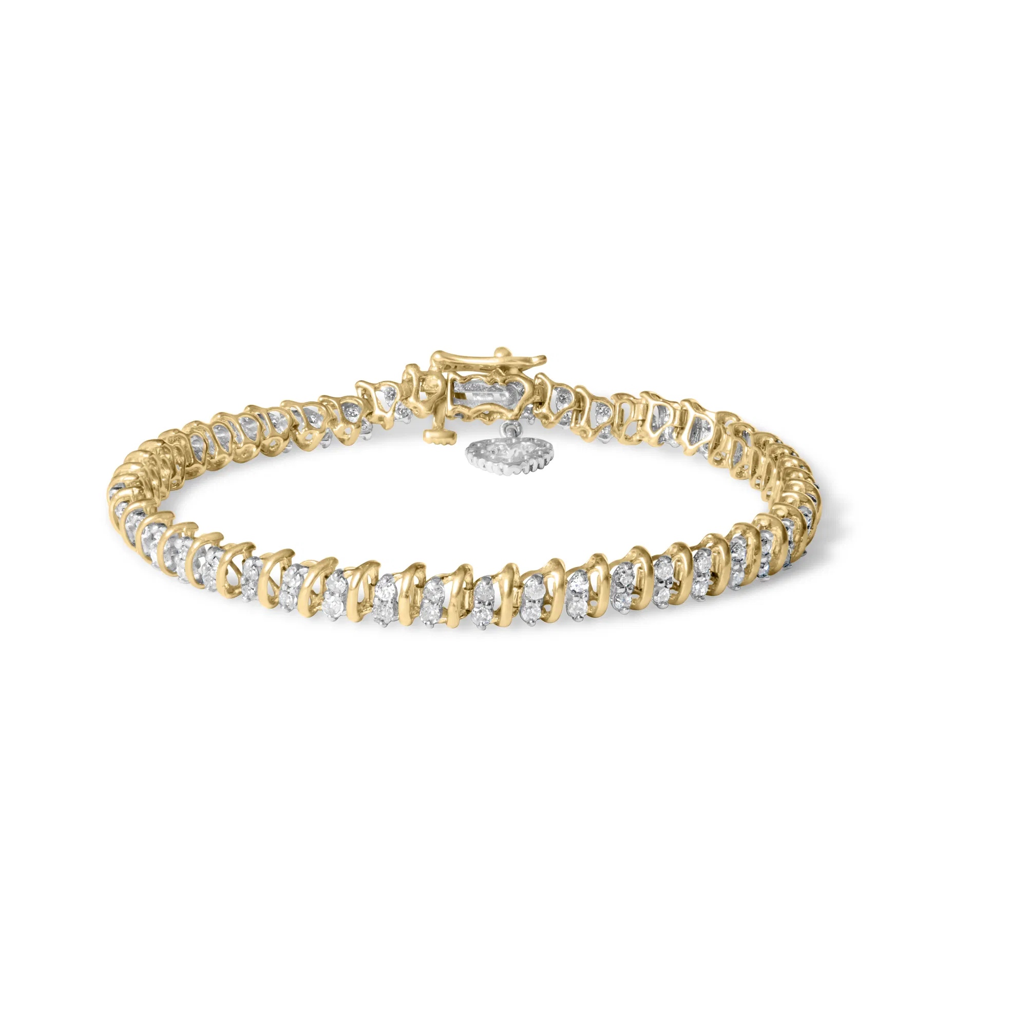 10 Karat Gelbgold über .925 Sterling Silber 2.0 Cttw Diamant Herz Charm 7