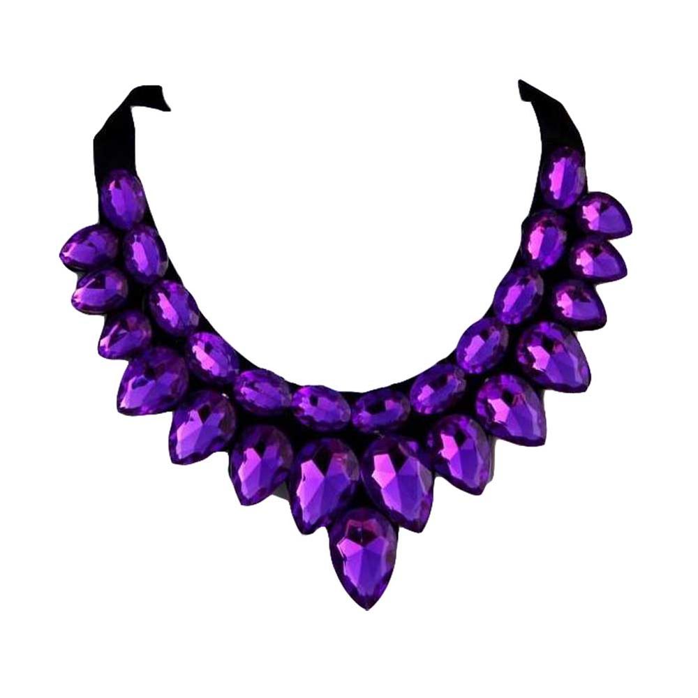 Purple Tropfen Frauen Acryl Choker Halskette Falscher Kragen Entfernbarer Falscher Kragen