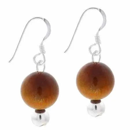 Sterling Silber 8mm Tiger Eye Bead Dangle Ohrringe