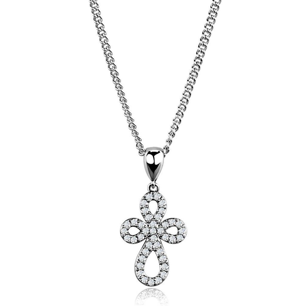 3W845 - Rhodium-Messing - Kette Anhänger mit AAA-Klasse CZ in Clear