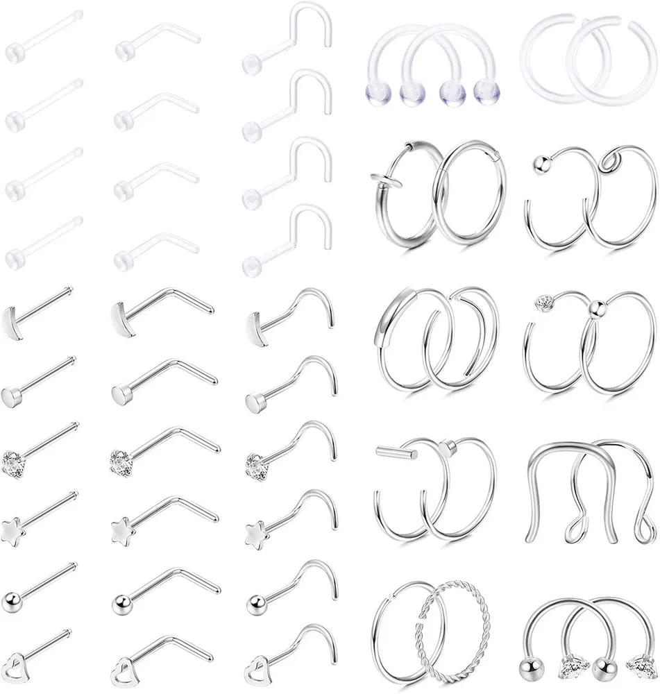 Nasenringe Schleife 20G Edelstahl Knochen Schraube L-Form Nasenring Studs für Frauen Männer Nasen Piercing