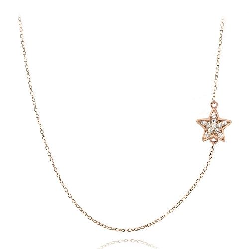 Rose Gold Ton über Sterling Silber CZ Star Chain Kette