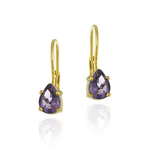 18 Karat Gold über Sterling Silber Amethyst Teardrop Leverback Ohrringe