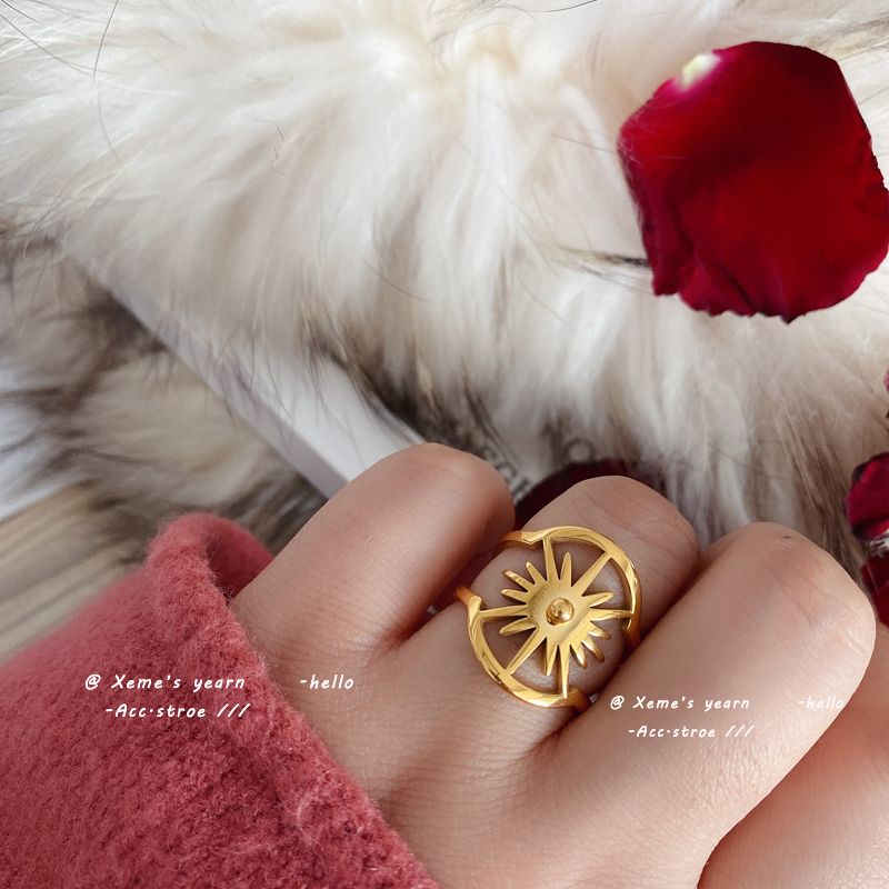 Europäische und amerikanische dreidimensionelle Lichtmodellierung Gold Edelstahl Ring Mode Schmuck Accessoires Für Koreanische Damen