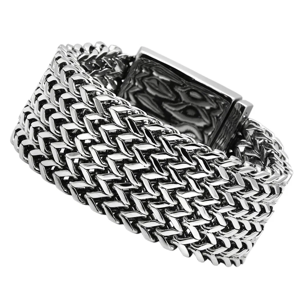 TK451 - Hoch poliertes (ohne Verzinkung) Edelstahl-Armband ohne Stein