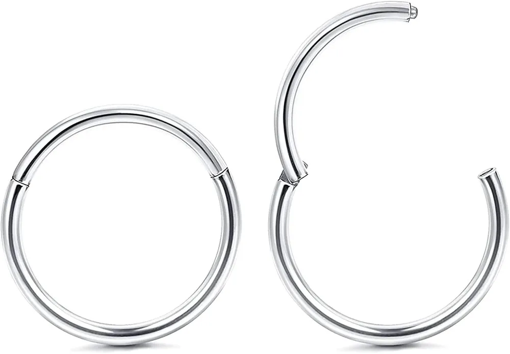 Edelstahl Scharnier Clicker Segment Nasenring Schleife Piercing für Männer Frauen Knorpel Daith Tragus Schlaf Ohrringe Verbesserte Schließverschluss 10MM