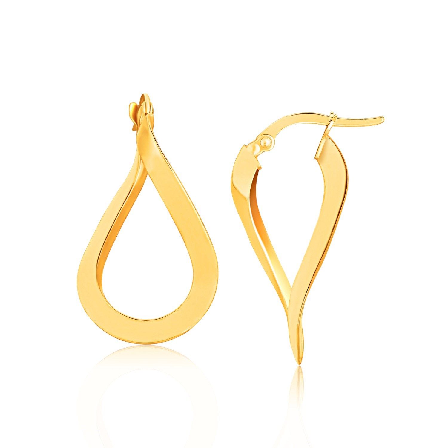 10 Karat Gelbgold Flat Polished Twisted Hoop Ohrringe