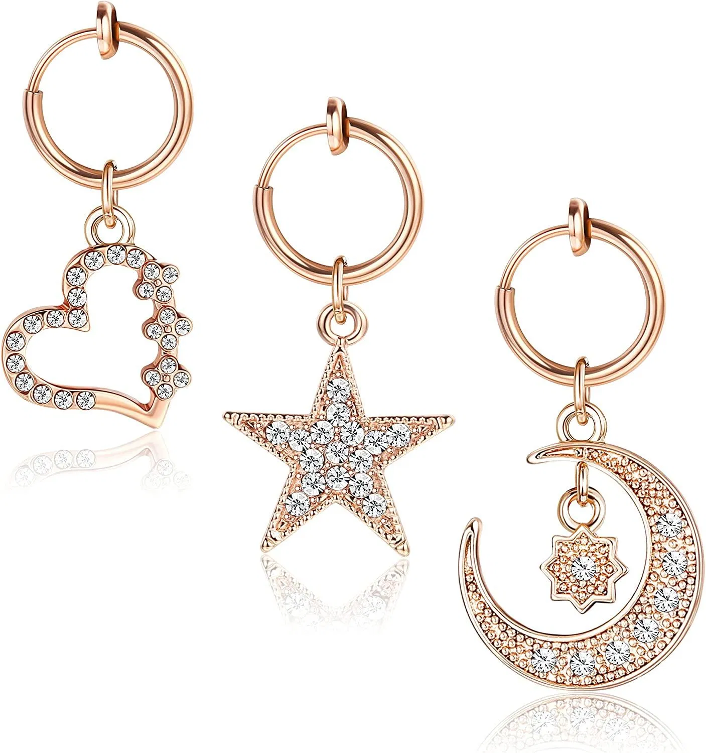 Clip auf Bauchknopf Ringe Falscher Bauchring Edelstahl Falscher Bauch Piercing Falscher Bauchknopf Ring Nicht-Piercing Bauch Clips Zurückziehbare Ohrring Hoops