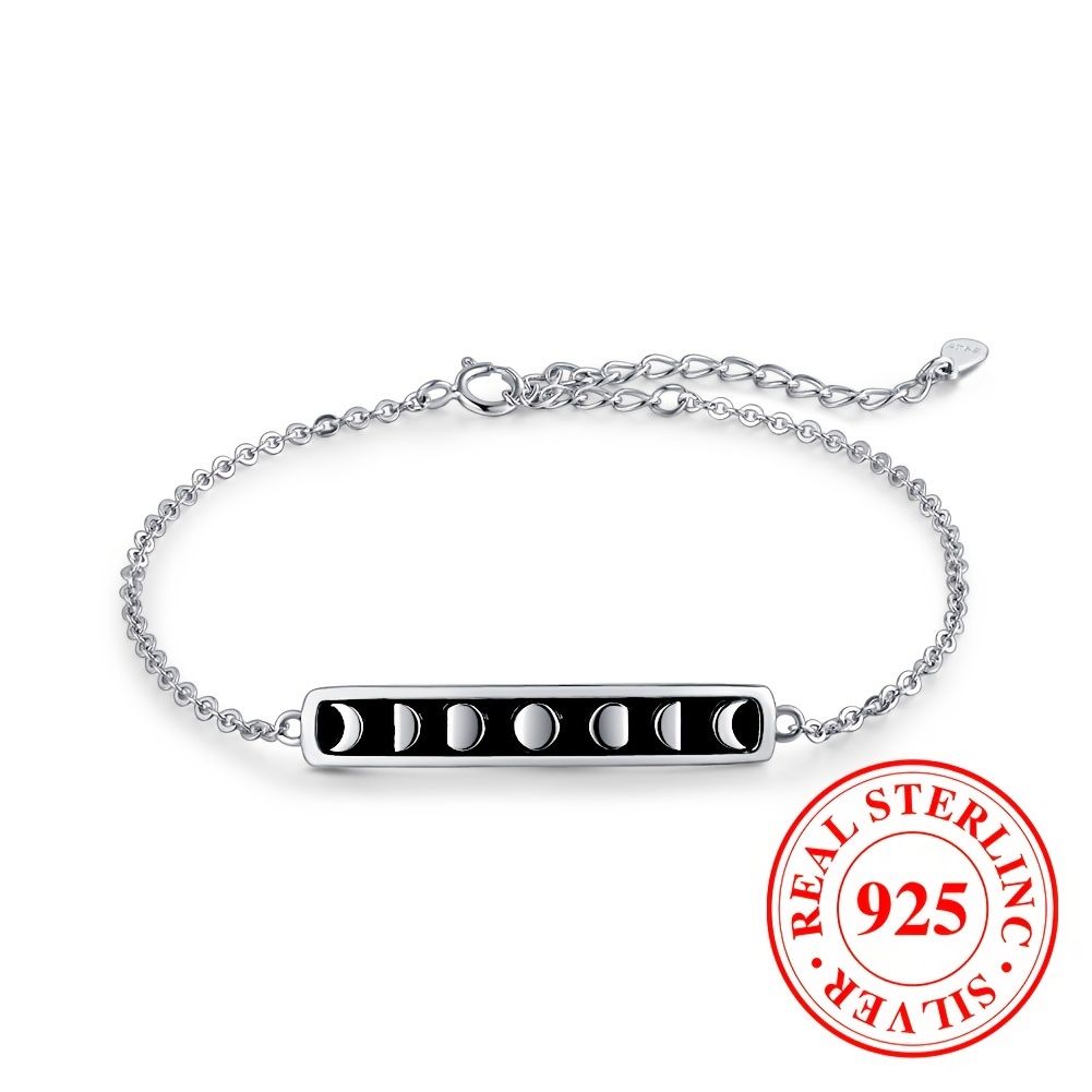 Moon Charm Armband Sterling Silber; S925 Silber Retro verstellbares Mondarmband; Geeignet für Damen und Mädchen; Anti-allergische Mond Charm Schmuck; Mit Geschenkbox