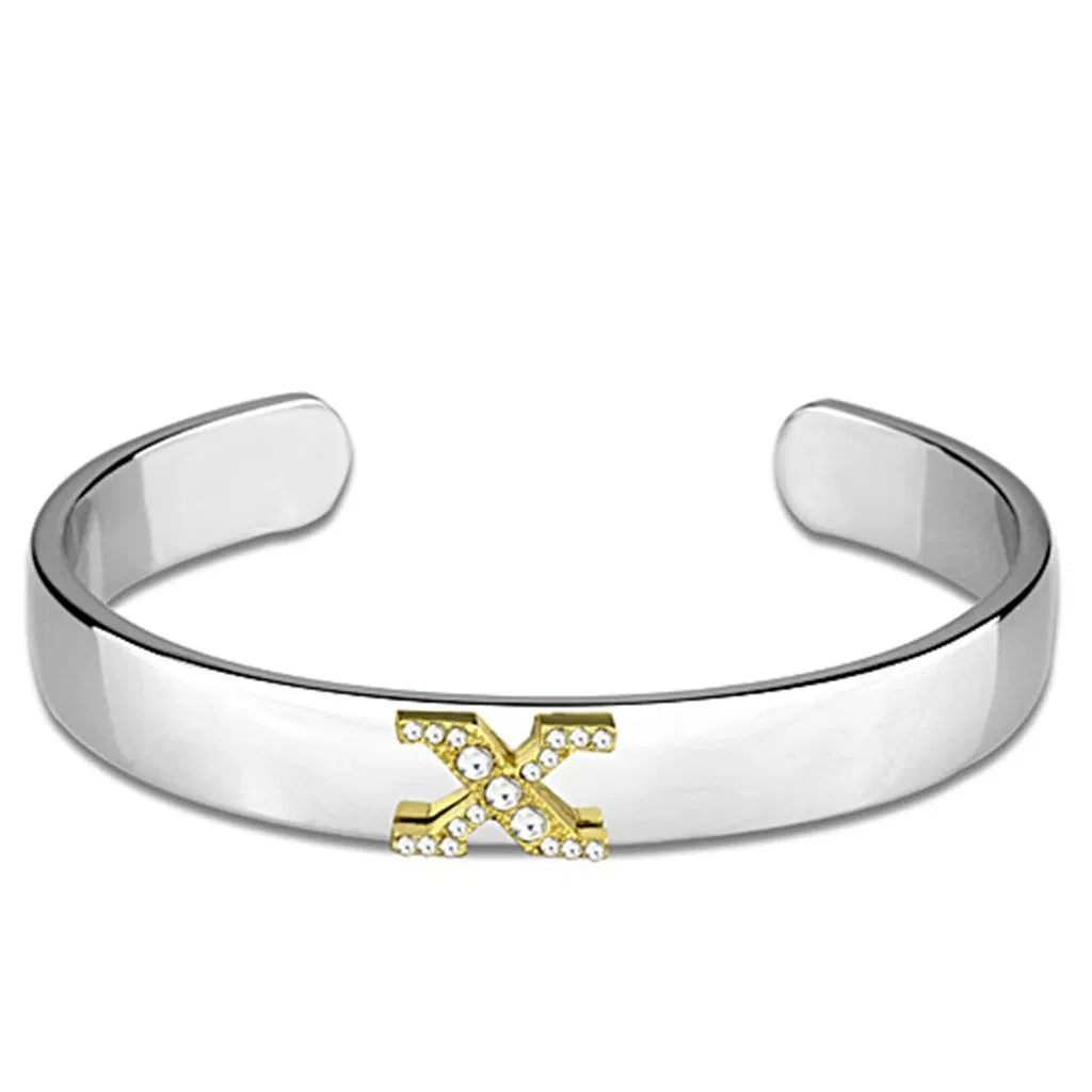 LO3634 - Umkehr Zwei-Ton - Weißmetall Armband mit Top-Grade - Kristall in Clear