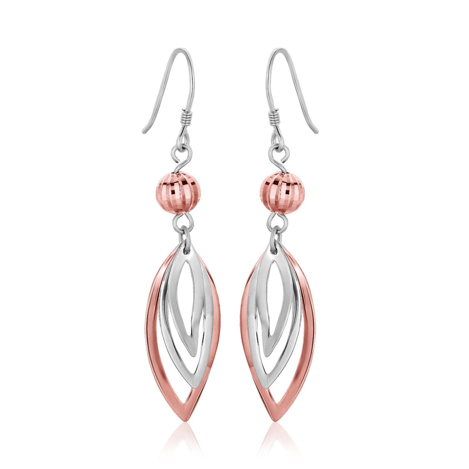 Sterling Silber Rose Tone Cascading Open Marquis Drop Ohrringe