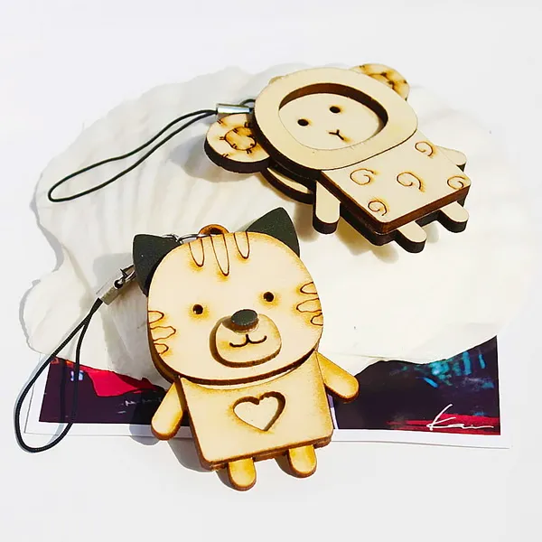 Holztiere - 5 - Handy Charm Strap / Kamera Charm Strap / Handtaschen Charms