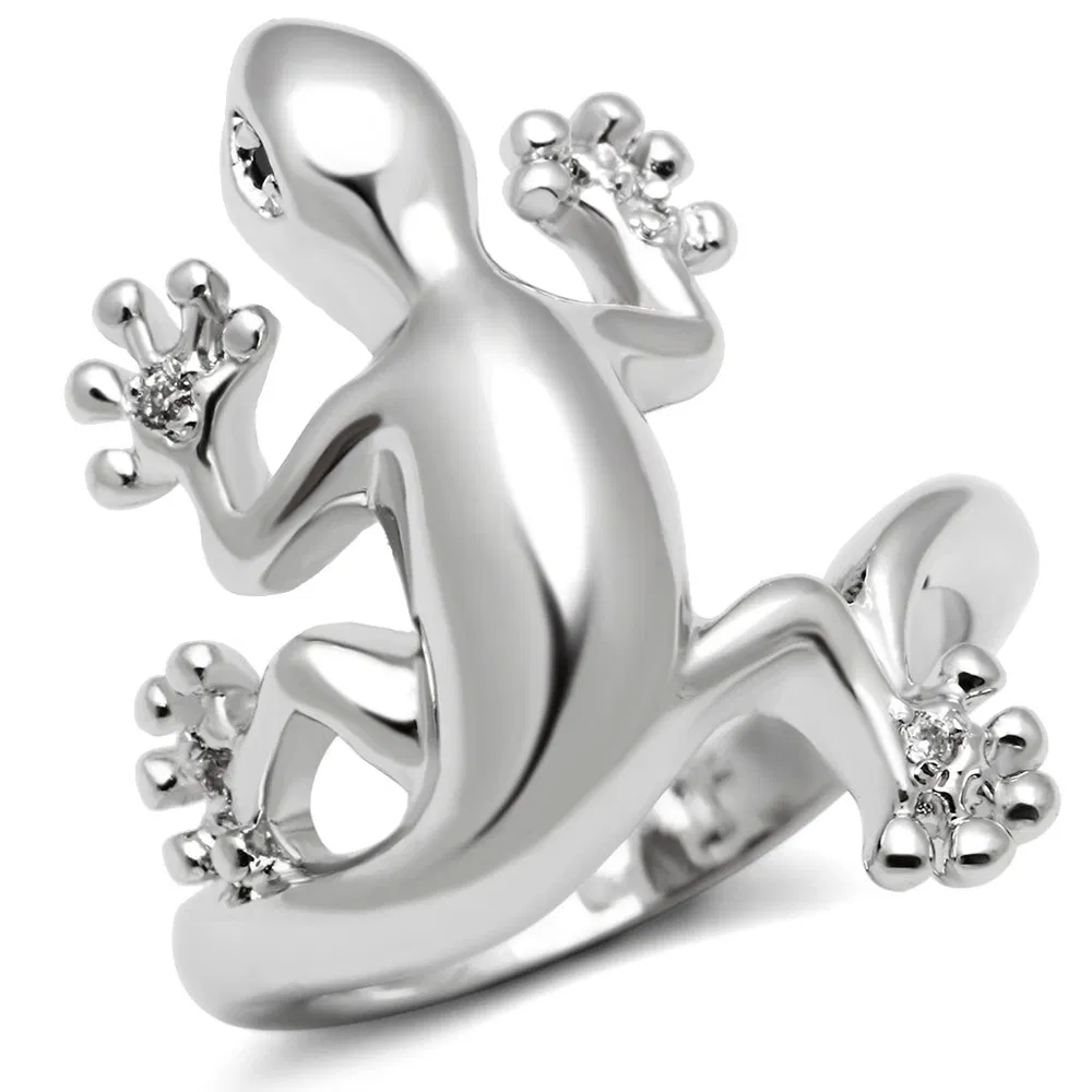 3W207 - Rhodium-Messing - Ring mit AAA-Klasse CZ in schwarzem Diamant
