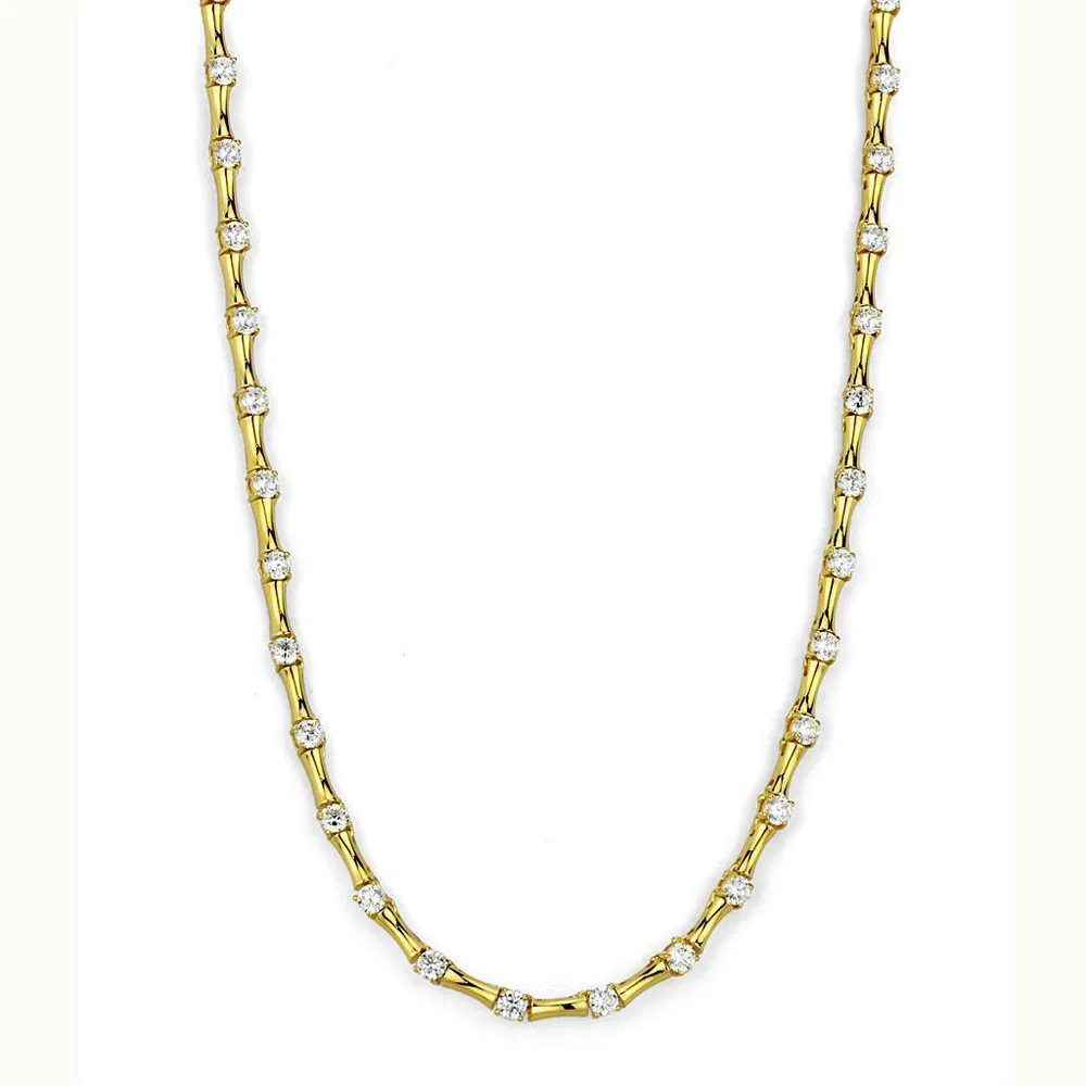 LO4123 - Gold-Messing - Halskette mit AAA-Klasse CZ in Clear