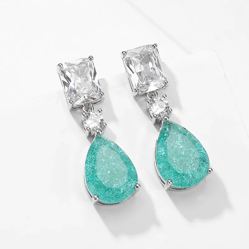 Simulation Paraiba Wassertropfen Ohrringe Burst Farbe Schatz grüne Ohrringe