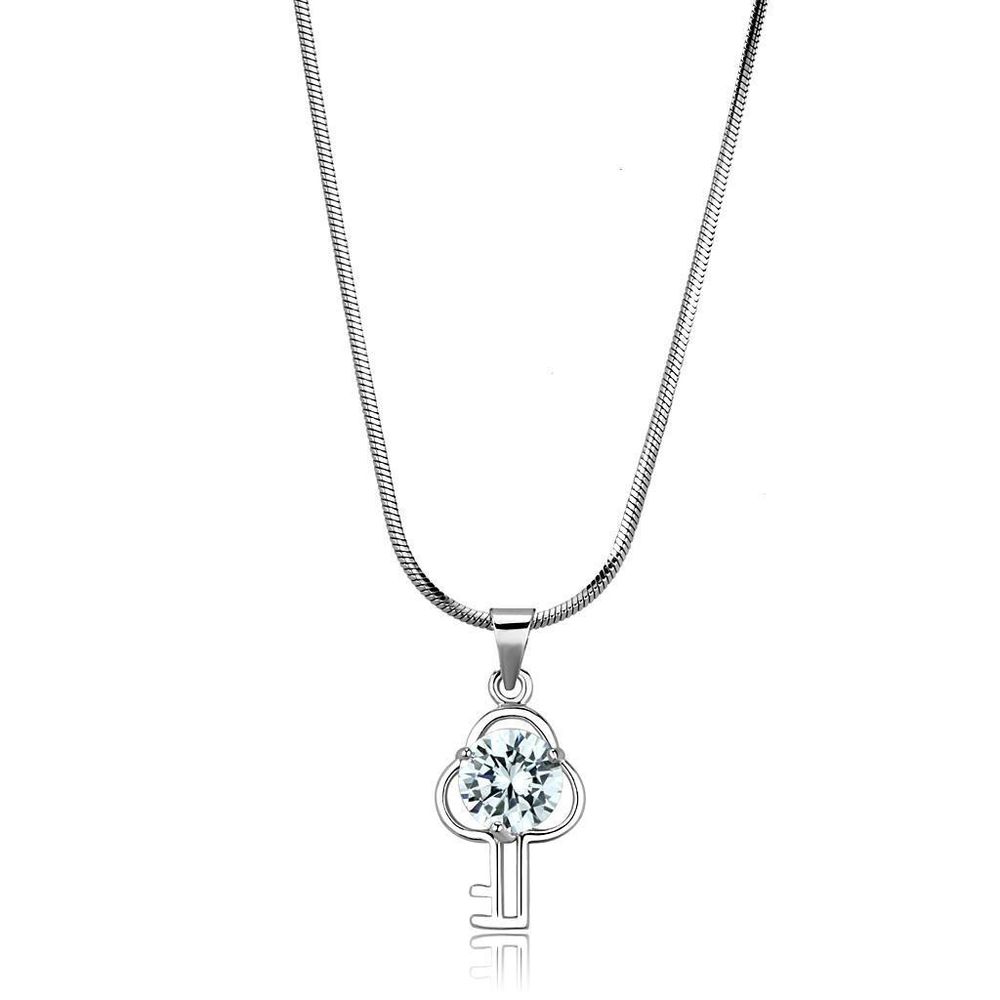 LO4161 - Rhodium-Brass - Kettenhänger mit AAA-Klasse CZ in Clear