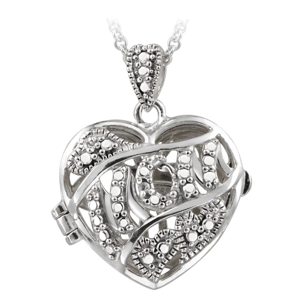 Silberton Diamant Akzent MOM Herz Halskette