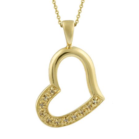 18 Karat Gold über Sterling Silber CZ Open Floating Heart Pendant