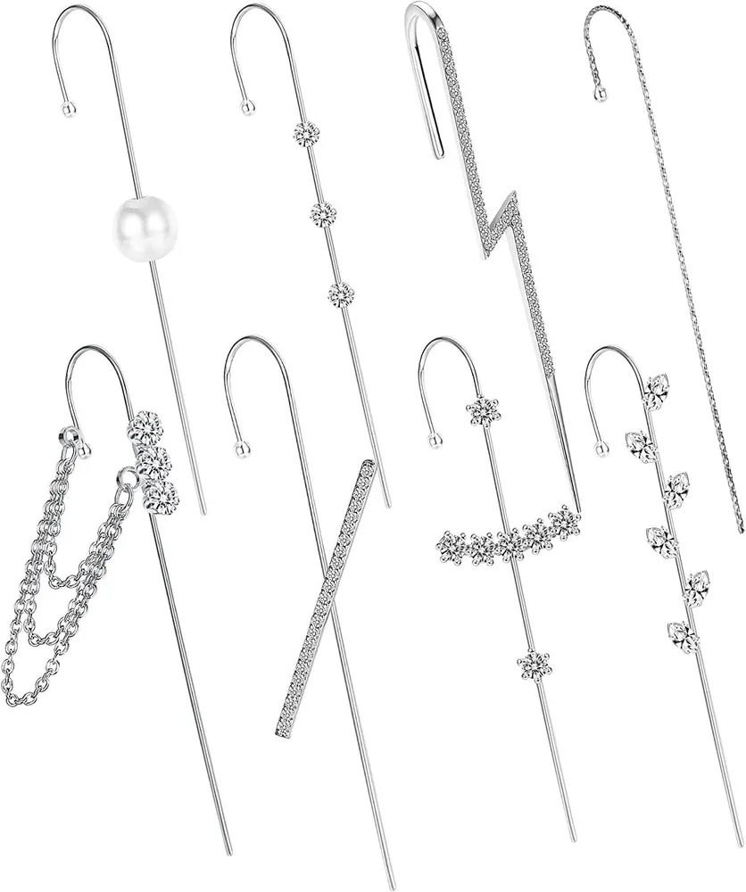 14K Gold Ohr Wrap Crawler Hook Ohrringe; Einzigartige Ohr Wrap Ohrringe Piercing Ohr Cuffs Ohrringe Rhinestone Crawler Ohrringe für Frauen Mädchen