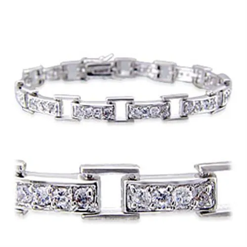 32023 - Rhodium-Messing - Armband mit AAA-Klasse CZ in Clear