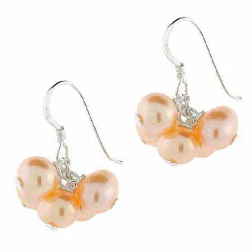 Sterling Silver Peach Freshwater Cultured Pearl Cluster Ohrringe