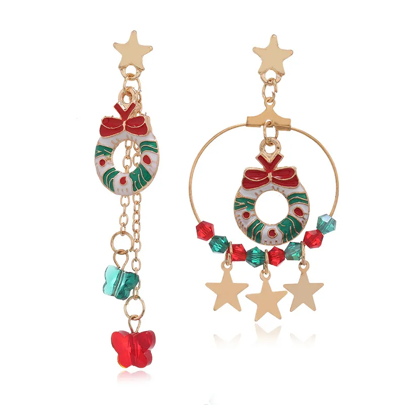 Europa und Amerika grenzüberschreitend neue Weihnachten Ohrringe Kreative Weihnachten Elk Star Anhänger Set Schmuck Ohrringe Großhandel