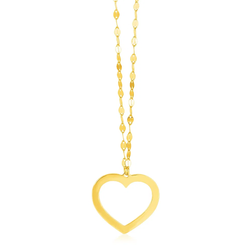 14 Karat Gelbgold Halskette mit reversible Herz Anhänger