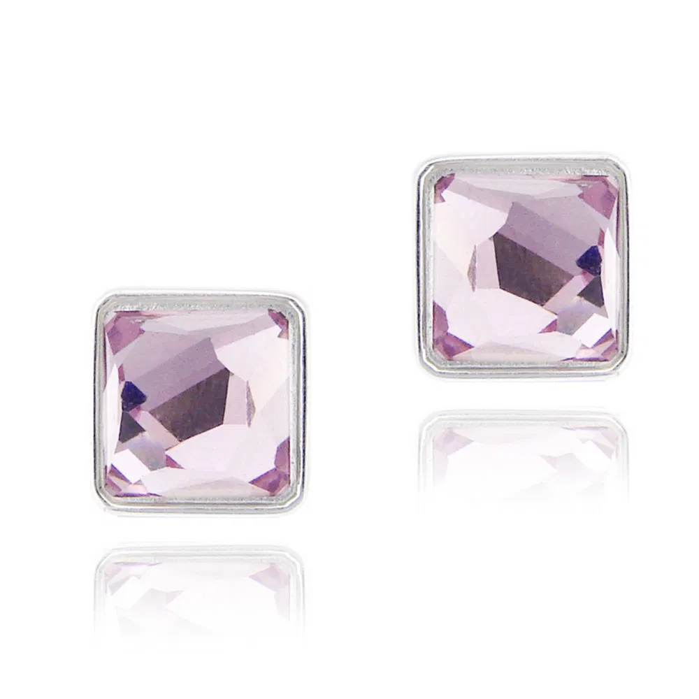 Sterling Silber Lavendel Swarovski Elemente Quadrat Stud Ohrringe