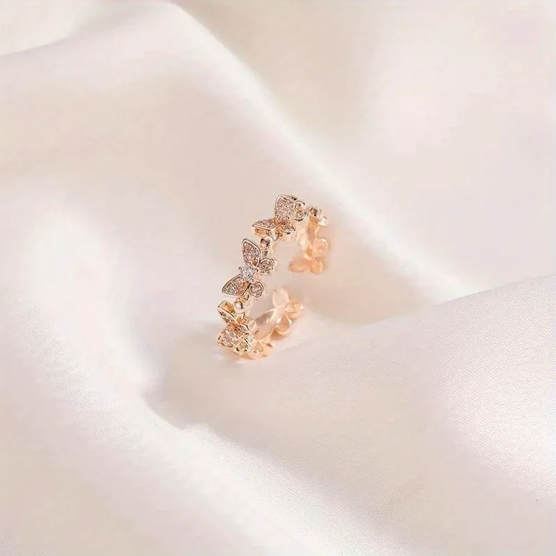 Neue Mode Schmetterlingsringe glänzende Kubik Zirkonia lässt geometrisch verstellbare Fingerring Mädchen minimalistisch feiner Schmuck Geschenke