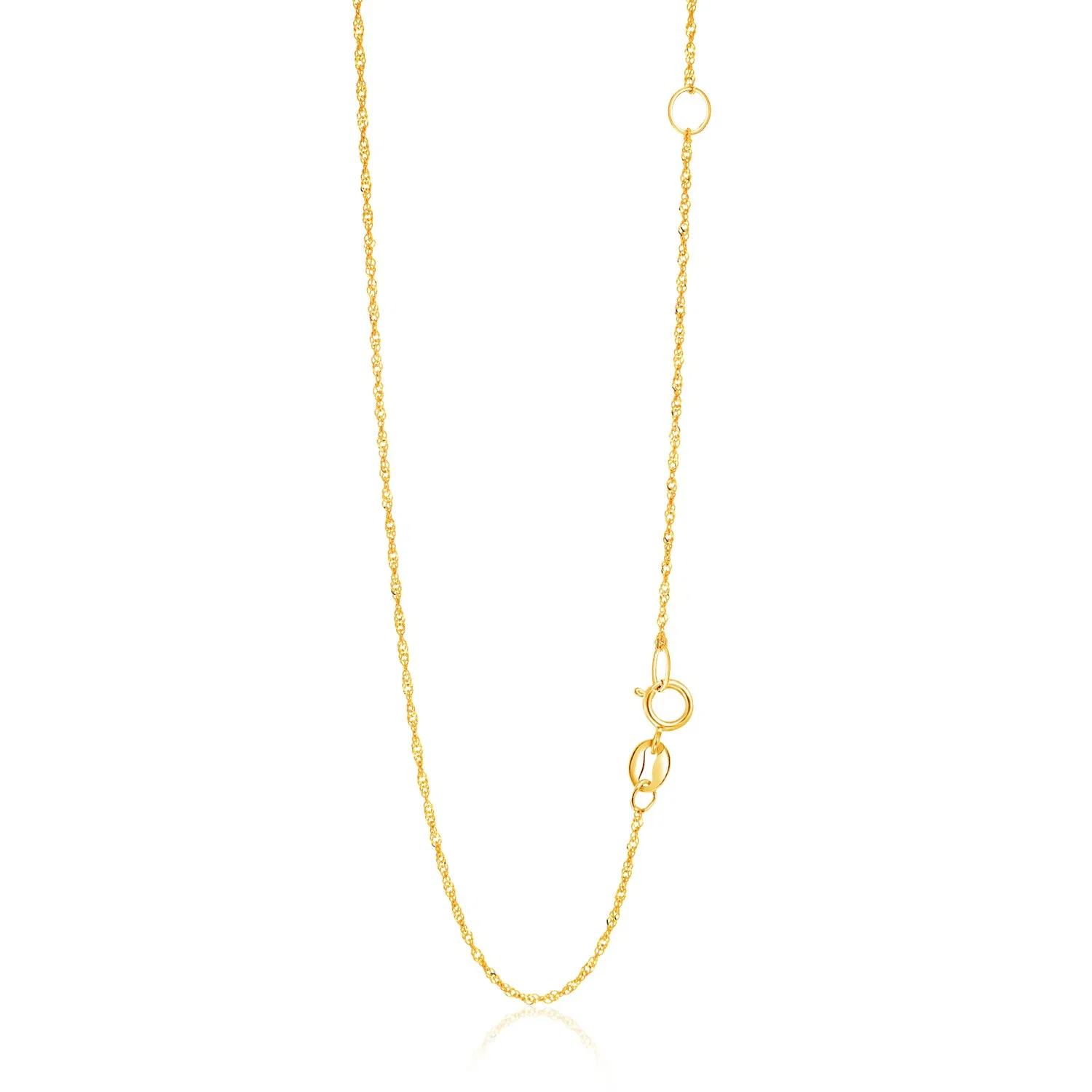 14 Karat Gelbgold verstellbare Singapur-Kette 1,1 mm