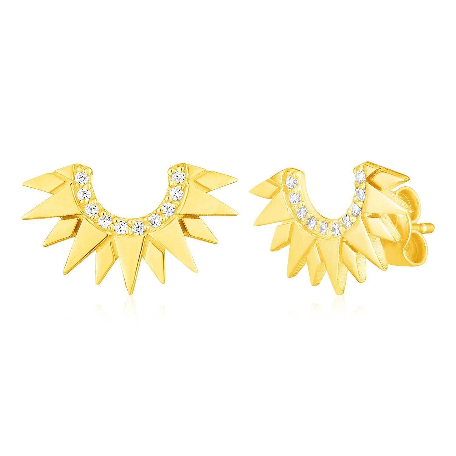 14 Karat gelbes Gold Sunburst Ohrringe mit Diamanten