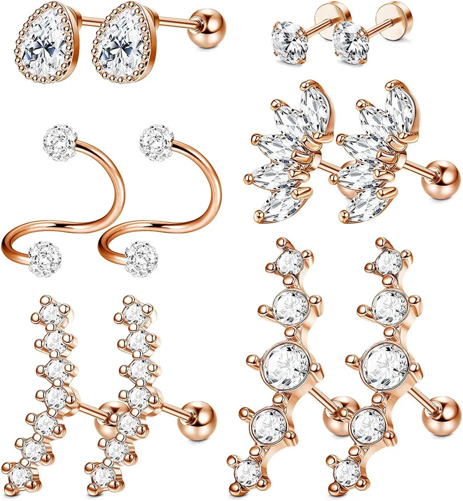 6 Paare Edel Ohr Knorpel Ohrringe für Frauen Tragus Conch Helix Piercing Jewelry