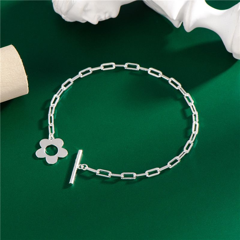 Sterling Silber Kleine Blumen Armband mit OT Schnalle