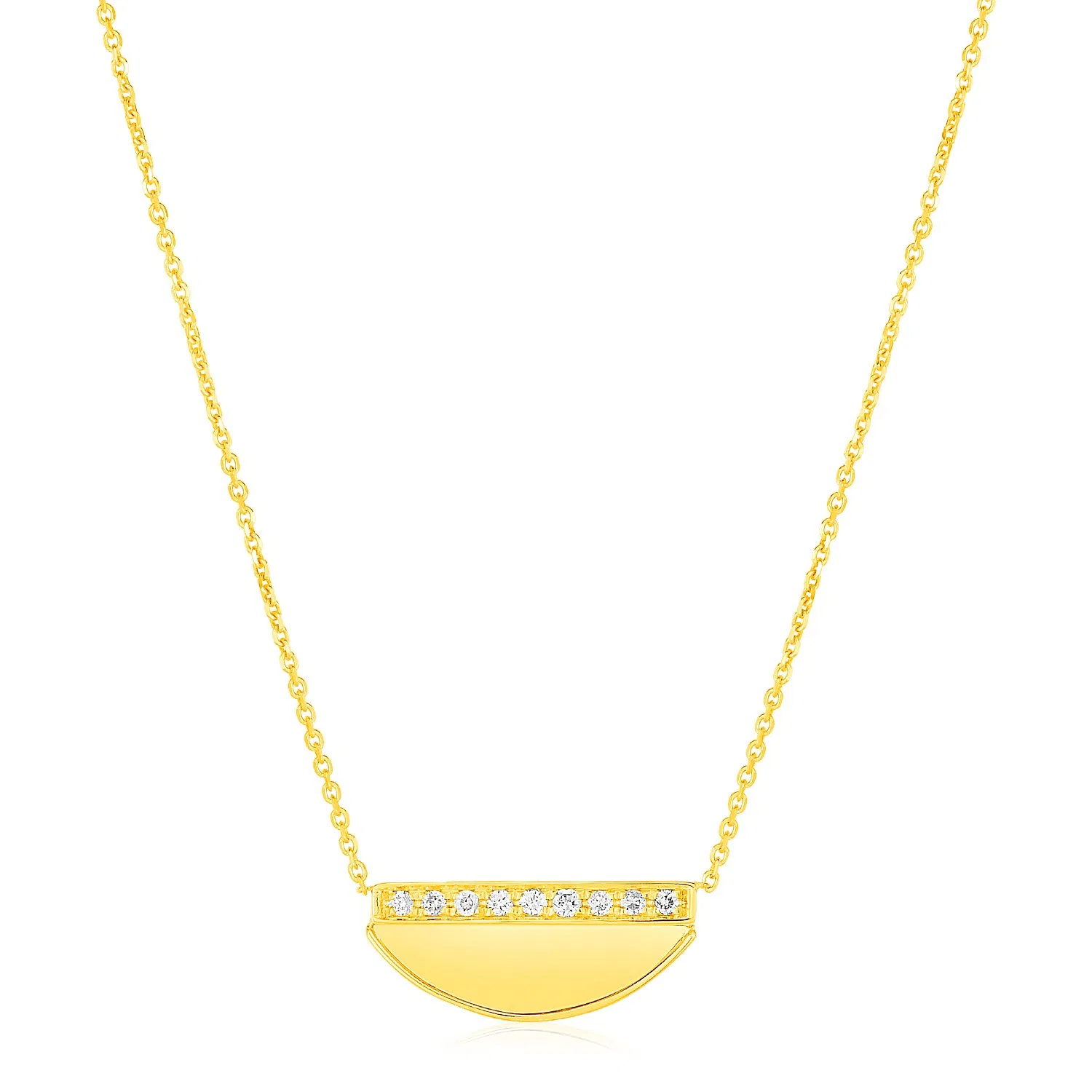 14K Gelbgold Halbmond Halskette mit Diamanten