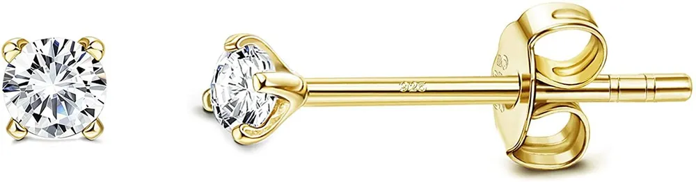 2mm Sterling Silber Österreich Zirkonia Stud Ohrringe für Frauen Männer; winzige CZ Studs