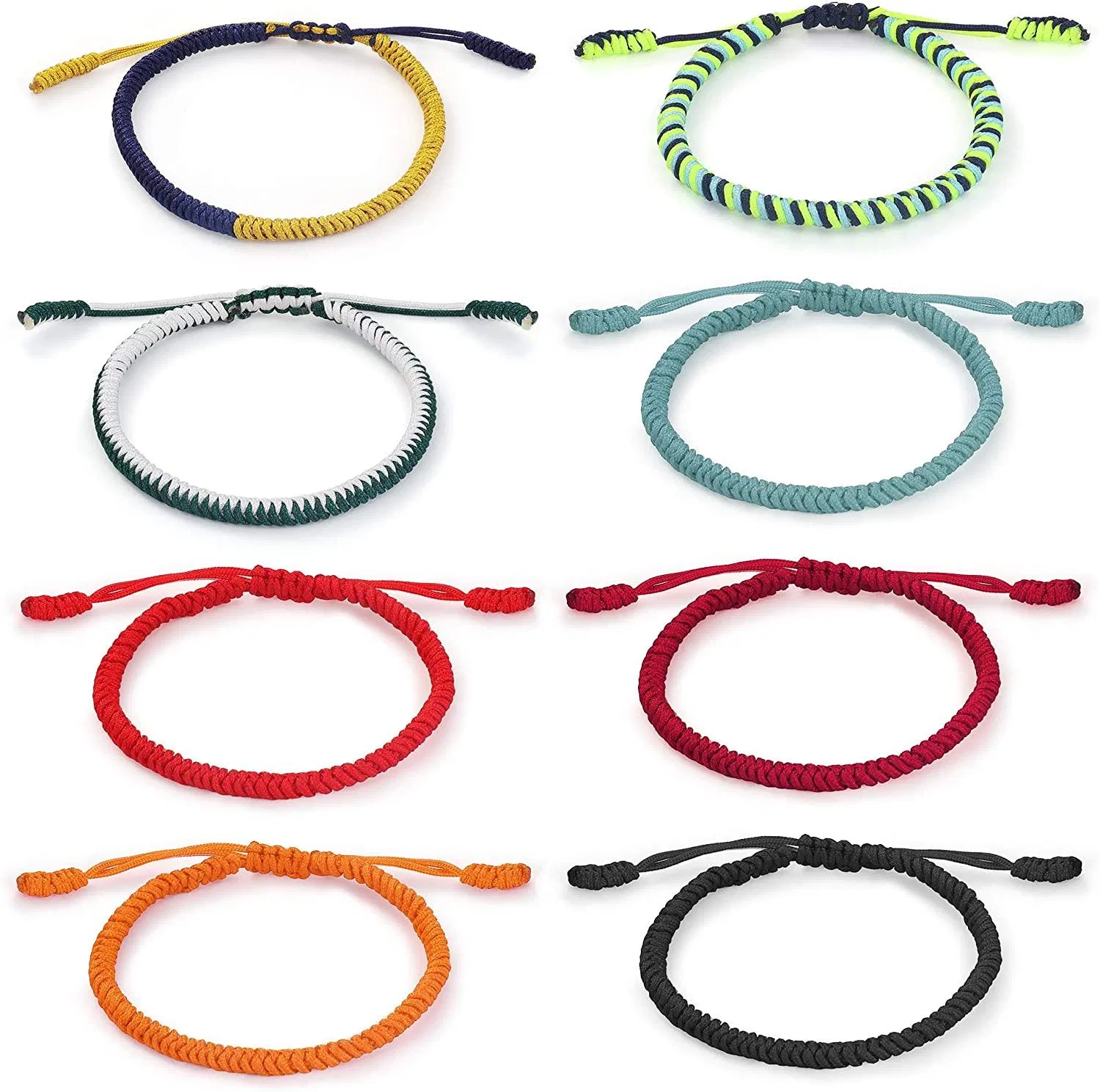 8pcs handgefertigtes Seil tibetisch-buddhistische gewebte Armbänder für Männer Frauen Hand gestrickte Lucky Rope Knoten Armbänder einstellbar
