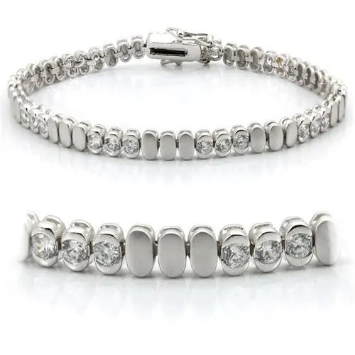 LO1159 - Matte Rhodium & Rhodium Brass Armband mit AAA-Klasse CZ in Clear
