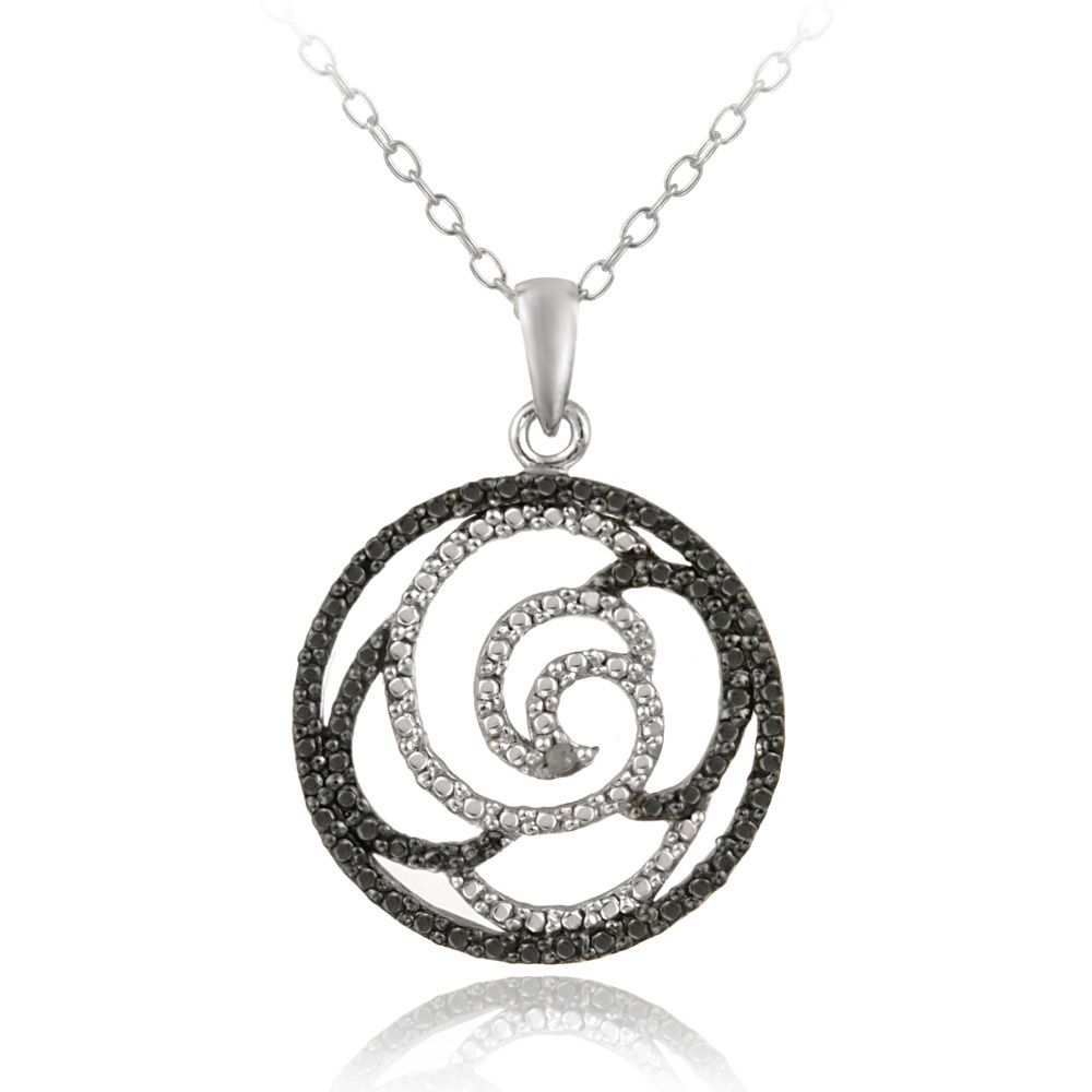 Sterling Silber Diamant Akzent Rose Circle Halskette
