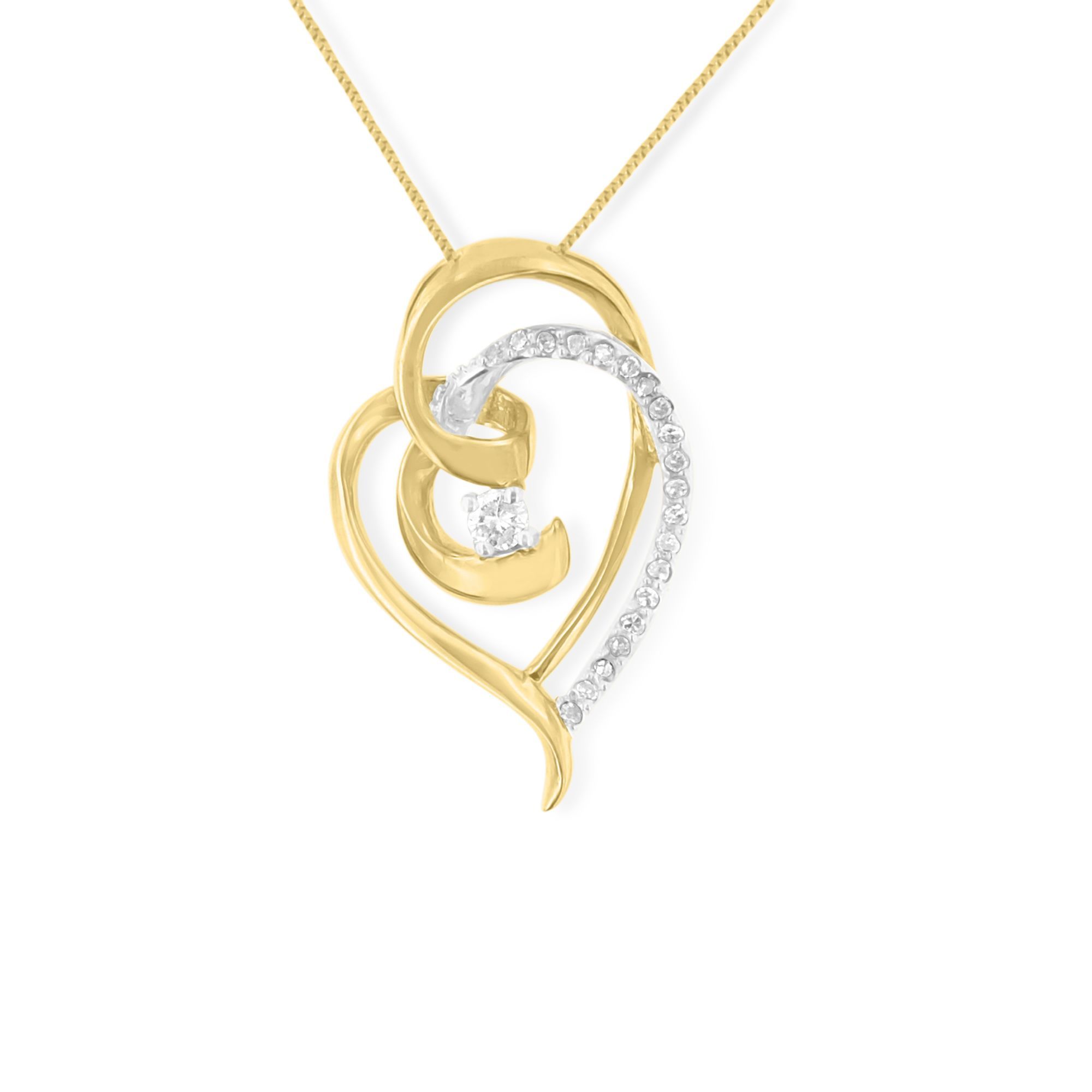 Espira 10k Gold Diamant Gewebtes Herz Anhänger Halskette (0,2 cttw, I-J Farbe, I1 - I2 Klarheit)