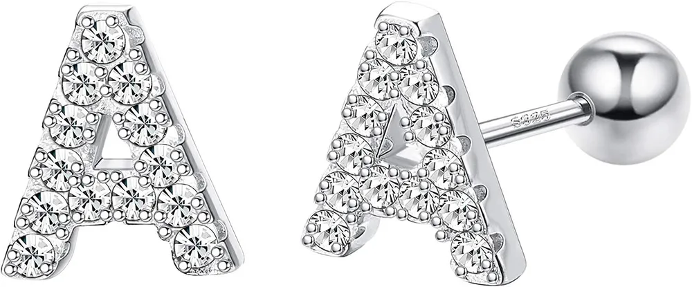 925 Sterling Silber anfängliche Ohrringe Schraube zurück Brief Ohrringe anfänglicher Schmuck für Frauen