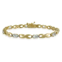 18 Karat Gold über Sterling Silber 4,5 Karat Blau Topaz & Diamant Accent Infinity Armband