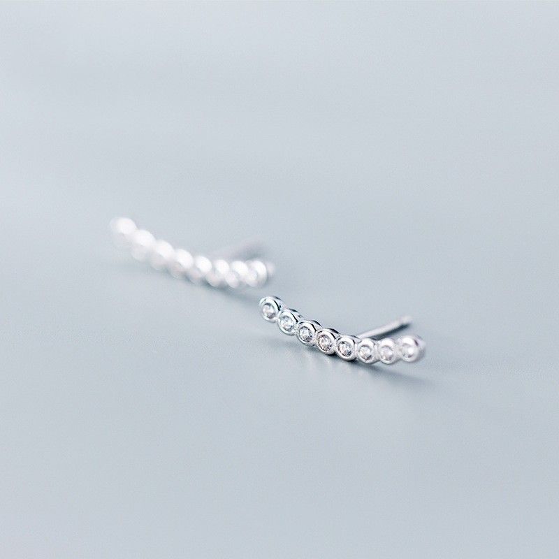 S925 Silber Simple Rhinestone Straight Ear Studs