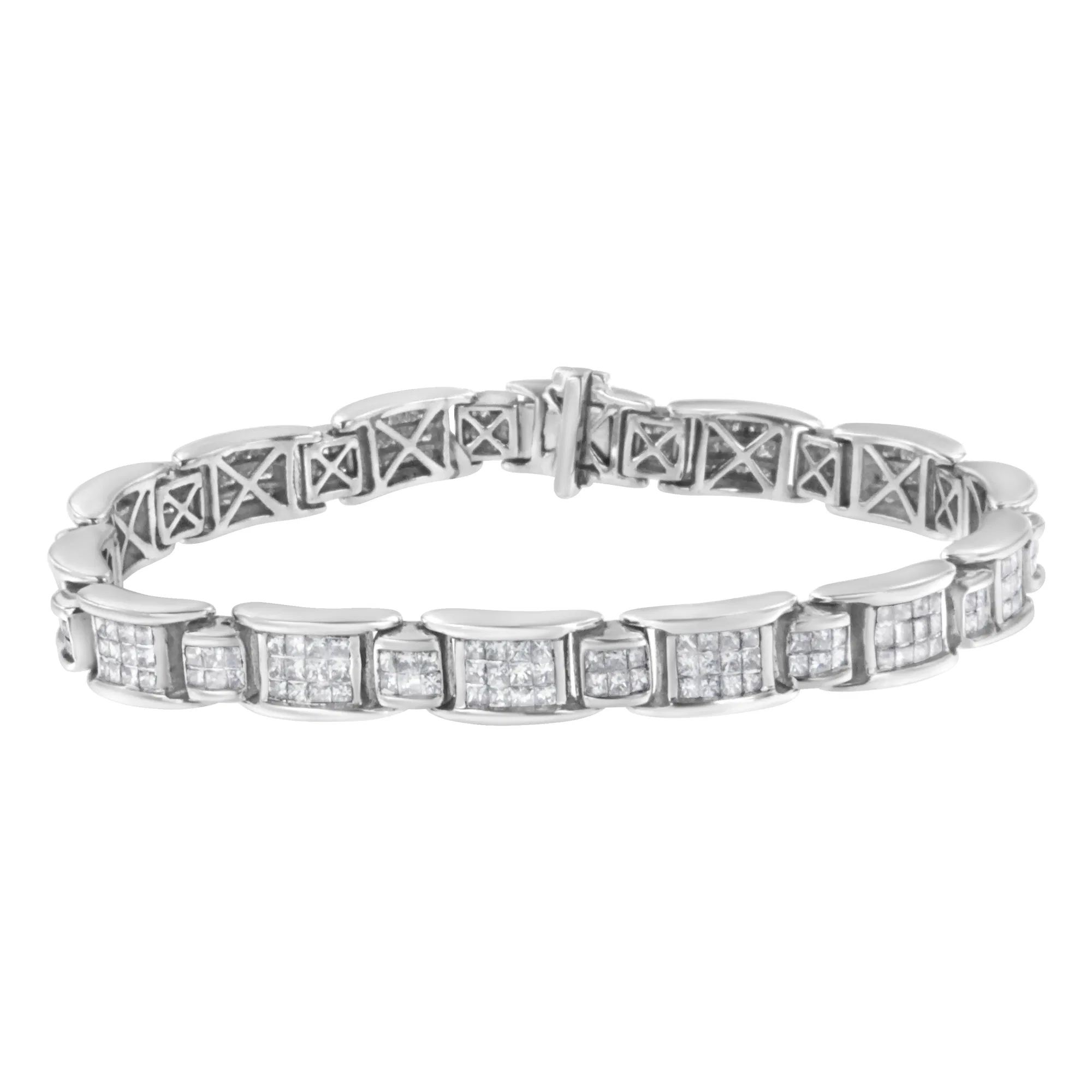 14K Weißgold 5,0 Cttw Princess-Cut Diamant Rechteckige Wechselstation 7