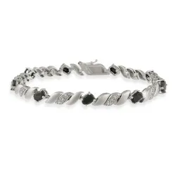Sterling Silber San Marco echte Saphir und echte Diamanten Akzent Armband