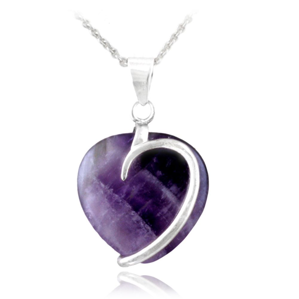 Sterling Silber Dogtooth Amethyst Herz Halskette