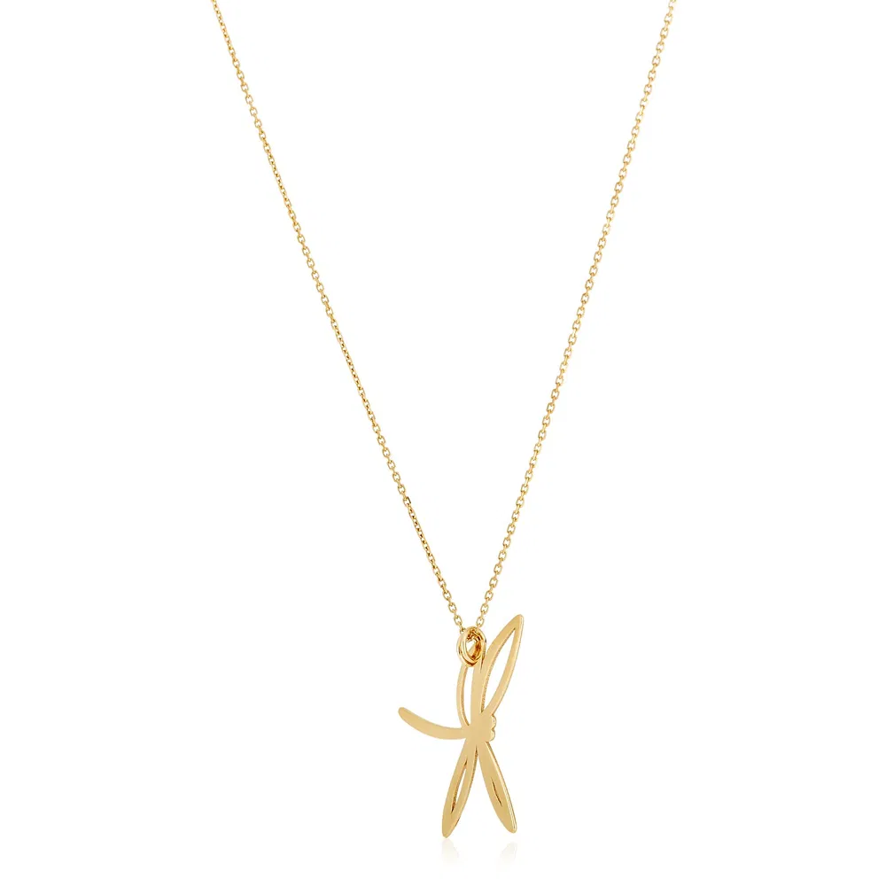 14 Karat Gelbgold High Polish Dragonfly Halskette
