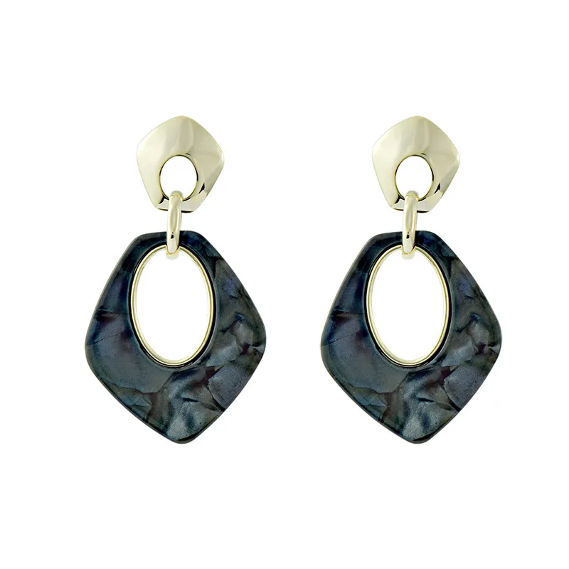 Acryl Dangle Ohrringe Goldplated Polygonal Drop Ohrringe für Frauen