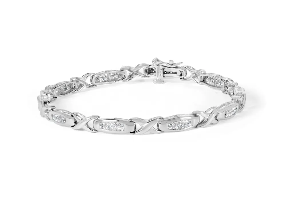 14 Karat Weißgold 1,0 Cttw Unsichtbares Set Prinzessin Diamant Tennis Armband (H-I Farbe, SI1 - SI2 Klarheit) - 7